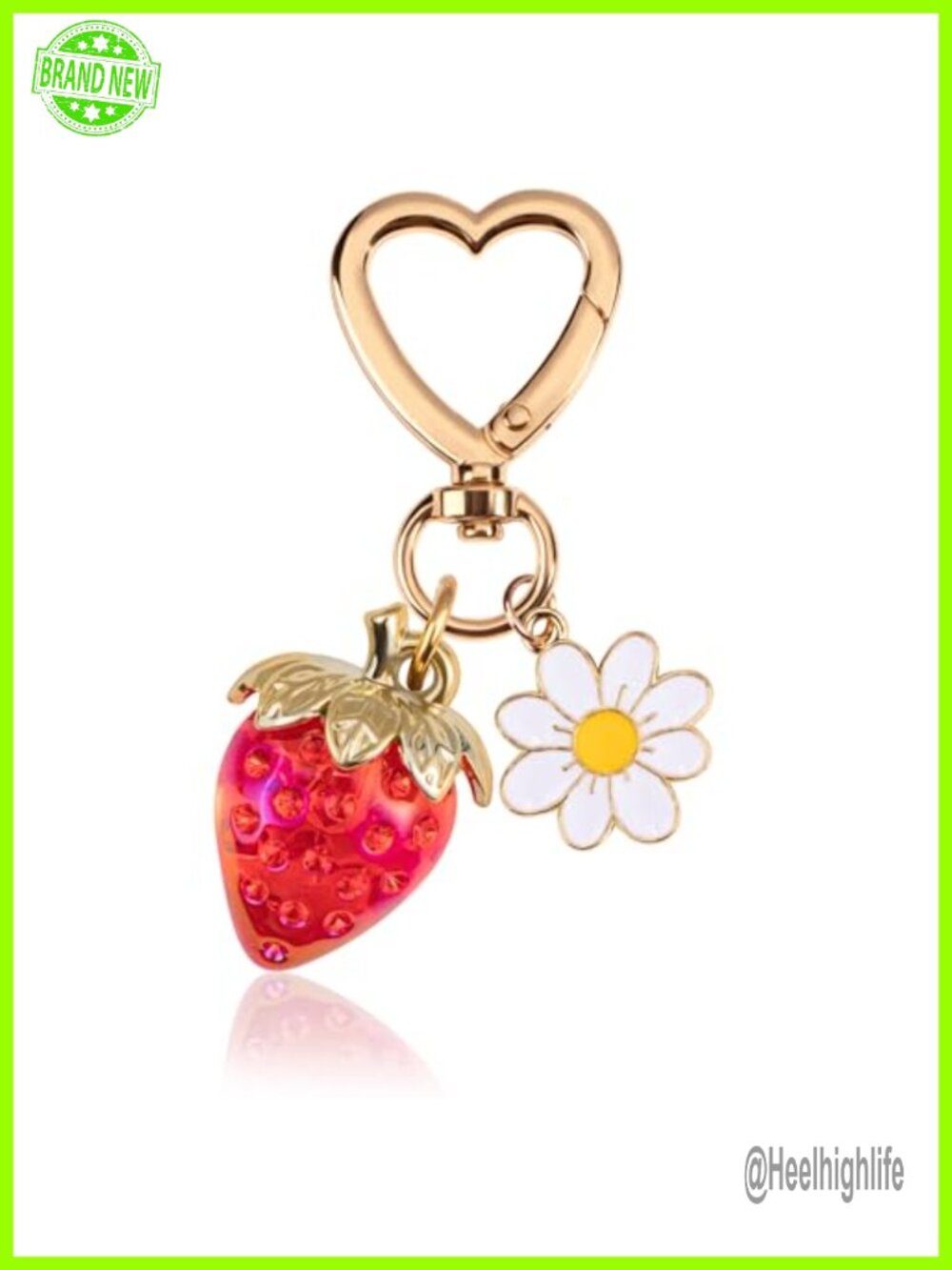 Strawberry Metal Resin Keychain Charm Purse Bag Accessory Women Gift